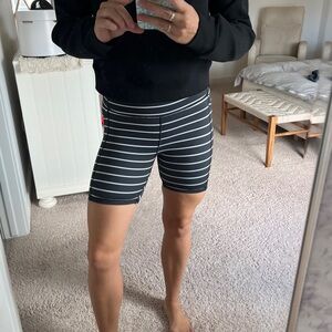 Kiava black striped biker shorts with pockets